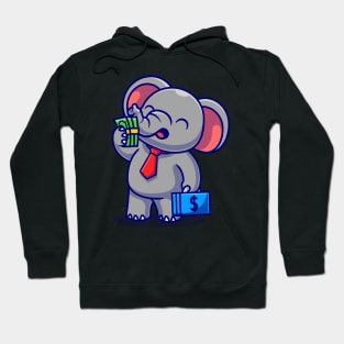 Cute Elephant Employee With Salary Cartoon Hoodie